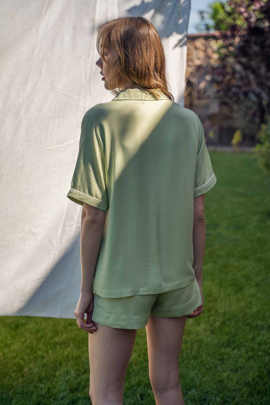 Biyeli Kısa Pijama Altı %100 Viskon – Yeşil2