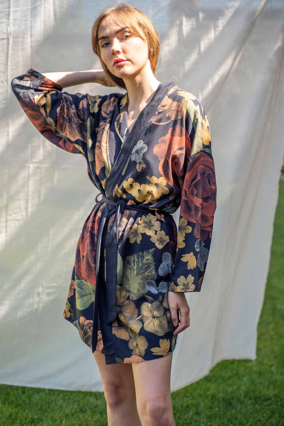 Kısa Kimono %100 Viskon - Secret Garden yan görsel