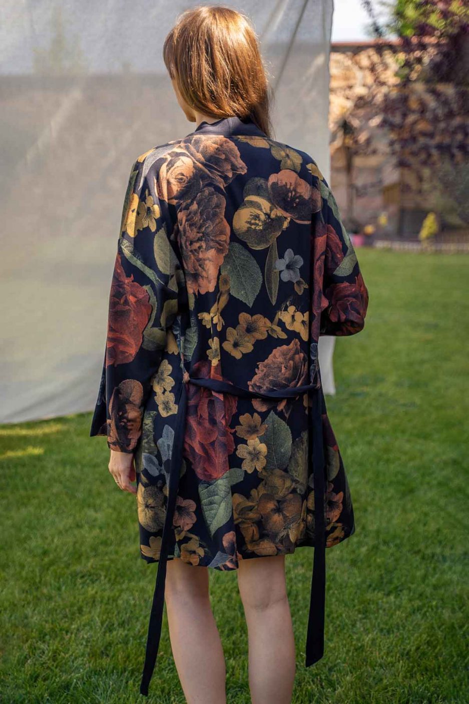 Kısa Kimono %100 Viskon - Secret Garden arka görsel
